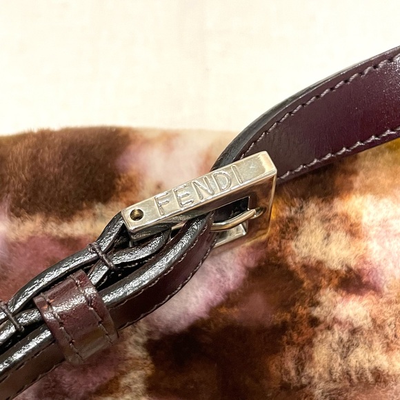 FENDI NWT RARE Fur Vintage Leather Multicolor Silver Yellow Small Baguette Purse - Picture 7 of 15